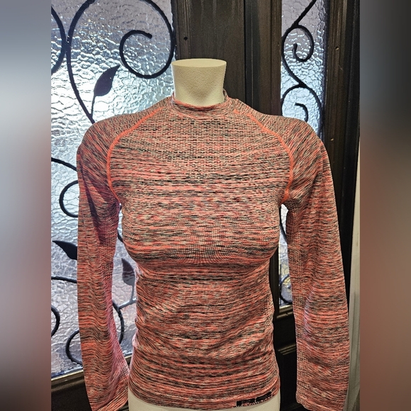 Workout Compression Set. Top & Bottom. Size Small. Pink Space Dye Long Sleeve - Picture 2 of 6